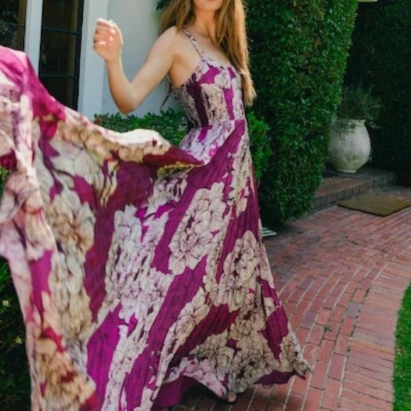 HUTCH by Anthropologie linny maxi dress in floral purple Size 8 - Picture 2 of 12